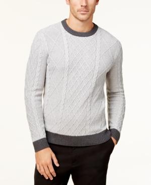 Club Room Men's Mixed Cable Crew Sweater, Created For Macy's