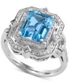 Ocean Bleu By Effy Aquamarine (2-2/5 Ct. T.w.) And Diamond (2/5 Ct. T.w.) Ring In 14k White Gold
