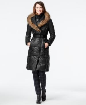 Rud Styled By Rudsak Faux-fur-trim Belted Down Puffer Coat