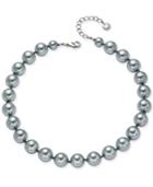 Charter Club Silver-tone Cubic Zirconia & Gray Imitation Pearl Collar Necklace, Only At Macy's