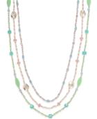 Charter Club Gold-tone Bead And Crystal Triple Layer Long Length Necklace, Only At Macy's
