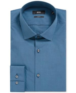 Boss Men's Slim-fit Gingham Cotton Dress Shirt