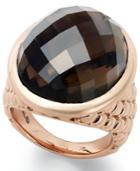 Bronzarte 18k Rose Gold Over Bronze Ring, Smokey Quartz Ring (22-3/4 Ct. T.w.)