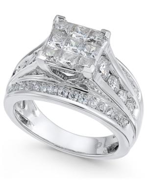 Diamond Princess Cluster Engagement Ring (2 Ct. T.w.) In 14k White Gold