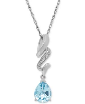 Aquamarine (1-3/4 Ct. T.w.) And Diamond Accent Swirly Pendant Necklace In Sterling Silver