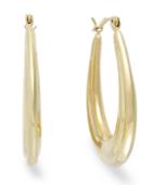 10k Gold Earrings, Oval Hoop Earrings