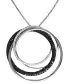 Caviar By Effy Black Diamond And White Diamond Circle Pendant (1 Ct. T.w.) In 14k White Gold