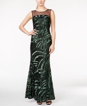 Calvin Klein Sequin Illusion-yoke Gown