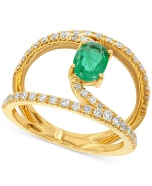 Emerald (7/8 Ct. T.w.) And Diamond (1/2 Ct. T.w.) Ring In 14k Gold