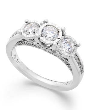 Diamond Ring, 14k White Gold Three-stone Diamond Ring (1 Ct. T.w.)