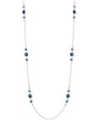 Nine West Silver-tone Long Blue Crystal Statement Necklace