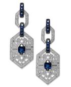 Sterling Silver Sapphire (1-3/8 Ct. T.w.) And Diamond (1/10 Ct. T.w.) Antique Drop Earrings