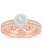 Diamond Two-tone Halo Bridal Set (1/2 Ct. T.w.) In 14k White And Rose Gold