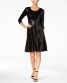 Calvin Klein Sequined Fit & Flare Dress, Regular & Petite Sizes
