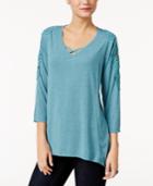 Style & Co. Petite Lattice Crochet Top, Only At Macy's