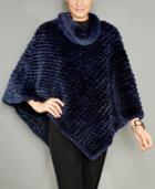 The Fur Vault Knitted Rabbit Fur Poncho