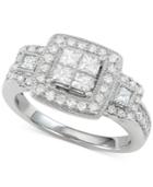 Diamond Princess Halo Ring (1 Ct. T.w.) In 14k White Gold