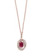 Effy Final Call Ruby (1-3/8 Ct. T.w.) And Diamond (1/4 Ct. T.w.) Pendant Necklace In 14k Rose Gold
