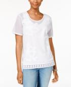 Alfred Dunner Petite Mesh Crochet-trim Blouse