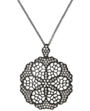 Effy Diamond Openwork Flower Pendant Necklace (5/8 Ct. T.w.) In Black Rhodium Plated 14k White Gold