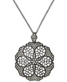 Effy Diamond Openwork Flower Pendant Necklace (5/8 Ct. T.w.) In Black Rhodium Plated 14k White Gold