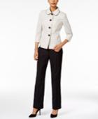 Le Suit Club-collar Tweed Pantsuit