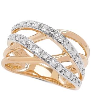 Two-tone Crossover Statement Ring In 10k Gold & Rhodium-plate