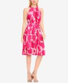 Vince Camuto Floral-print Fit & Flare Halter Dress