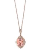 Effy Morganite (2-5/8 Ct. T.w.) And Diamond (1/8 Ct. T.w.) Pendant Necklace In 14k Rose Gold