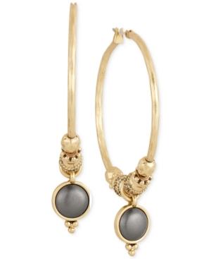 Lucky Brand Gold-tone Beaded Stone Hoop Earrings