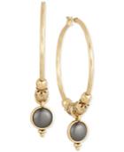 Lucky Brand Gold-tone Beaded Stone Hoop Earrings