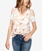 Lucky Brand Cotton Cold-shoulder Embroidered Top