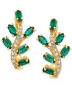 Emerald (1 Ct. T.w.) & Diamond (1/8 Ct. Tw.) Stud Earrings In 14k Gold