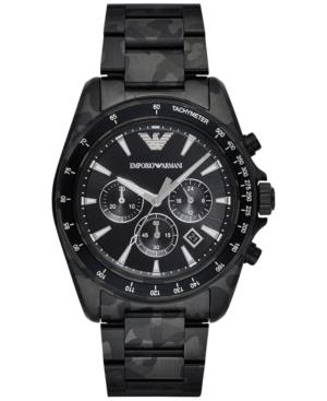 Emporio Armani Men's Chronograph Sigma Black Camouflage-print Stainless Steel Bracelet Watch 43mm Ar11027