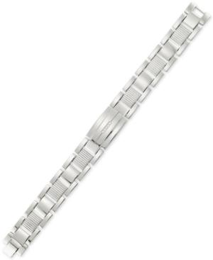 Legacy For Men By Simone I. Smith Crystal Accent Textured Link Bracelet In Stainless Steel