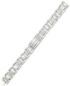Legacy For Men By Simone I. Smith Crystal Accent Textured Link Bracelet In Stainless Steel