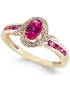 Ruby (5/8 Ct. T.w.) & Diamond (1/10 Ct. T.w.) Ring In 14k Gold (also In Emerald & Sapphire)