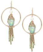 Betsey Johnson Gold-tone Multi-stone Bird Drop Hoop Earrings