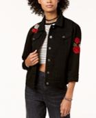 The Edit By Seventeen Juniors' Love Me Embroidered Denim Jacket, Created For Macy's