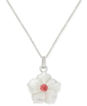 Pink Tourmaline (1/4 Ct. T.w.) & Mother-of-pearl 18 Pendant Necklace In Sterling Silver