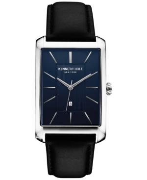 Kenneth Cole New York Men's Black Leather Strap Watch 31x48mm 10030830