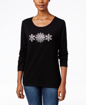 Karen Scott Snowflake Graphic Top, Only At Macy's
