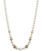 Anne Klein Gold-tone Imitation Pearl And Crystal Collar Necklace