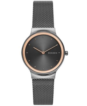 Skagen Women's Freja Dark Gray Stainless Steel Mesh Bracelet Watch 34mm