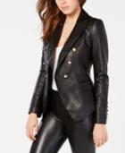 Guess Kumi Double-breasted Faux-leather Blazer