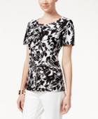 Jm Collection Textured Tee, Jungle Leaves Print