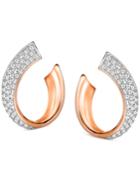 Swarovski Rose Gold-tone Pave Swirl Stud Earrings
