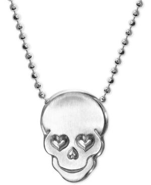 Alex Woo Love Skull Beaded Pendant Necklace In Sterling Silver