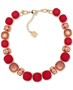 Anne Klein Gold-tone Red Stone Collar Necklace