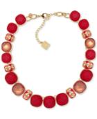 Anne Klein Gold-tone Red Stone Collar Necklace